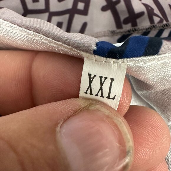 Sleeveless Tunic Tank Top Size XXL Aztec Circle Print Beige And Blue - Picture 3 of 5